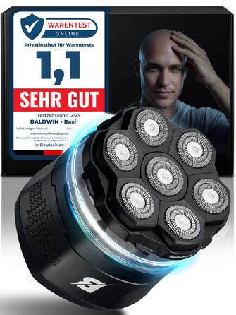 Бритва для гоління голови BALDWIN 7D з магнітною голівкою для чоловіків | Електробритва для лисих | Бритва для голови, сухе та вологе гоління, водонепроникна