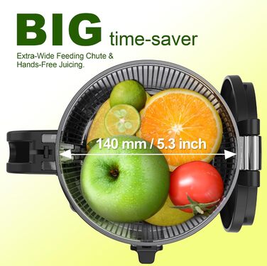 Повільна соковижималка Fretta Slow Juicer з нержавіючої сталі для овочів та фруктів, Metallic
