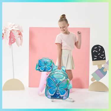 Шкільний рюкзак для дівчинки HTgroce, 3 клас, зелений з метеликом