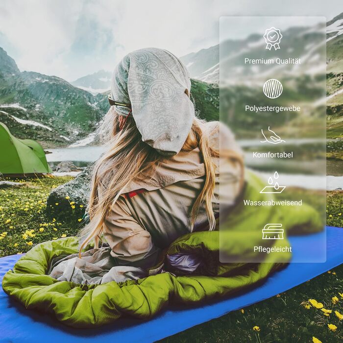 Спальний мішок MSports Premium Outdoor з ременем для перенесення - вибір на весну/літо (200 GSM) або осінь/зима (300 GSM) для кемпінгу, подорожей, фестивалів - теплий мумієподібний спальник оливкового кольору 300 GSM - для осені/зими