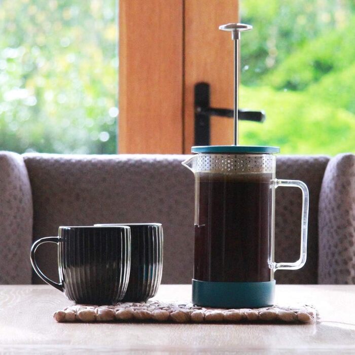 Френч-прес Barista & Co Core 1 л, нержавіюча сталь і скло, бірюзовий, для кави, 8 чашок