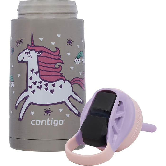 Contigo Kinder Trinkflasche Easy Clean Autospout with Straw, BPA-free durable water bottle, 100% leak-proof, easy to clean, ideal for daycare, kindergarten, school and sports, 420 ml