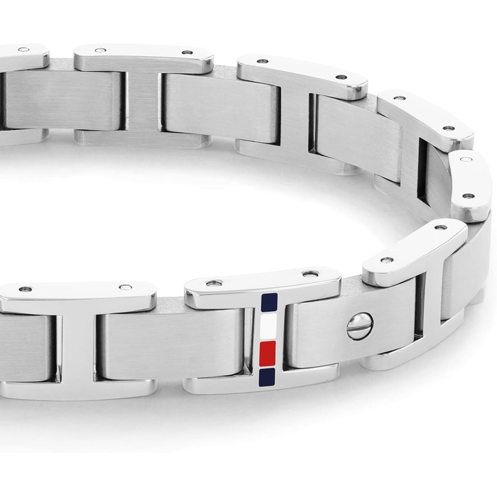 Браслет Tommy Hilfiger чоловічий з нержавіючої сталі з застібкою-карабіном 2790393 + Годинник чоловічий Tommy Hilfiger кварцовий з білим силіконовим ремінцем 1791481