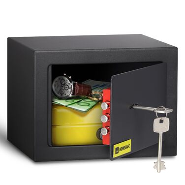 Сейф Homesafe HV15K з ключовим замком, металевий, 15x20x17 см, колір Carbon Satin Schwarz