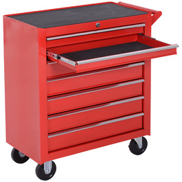 DURHAND Tool Chest, 2 small & 5 large drawers, steel, up to 150 kg, 69 x 33 x 75 cm, Red