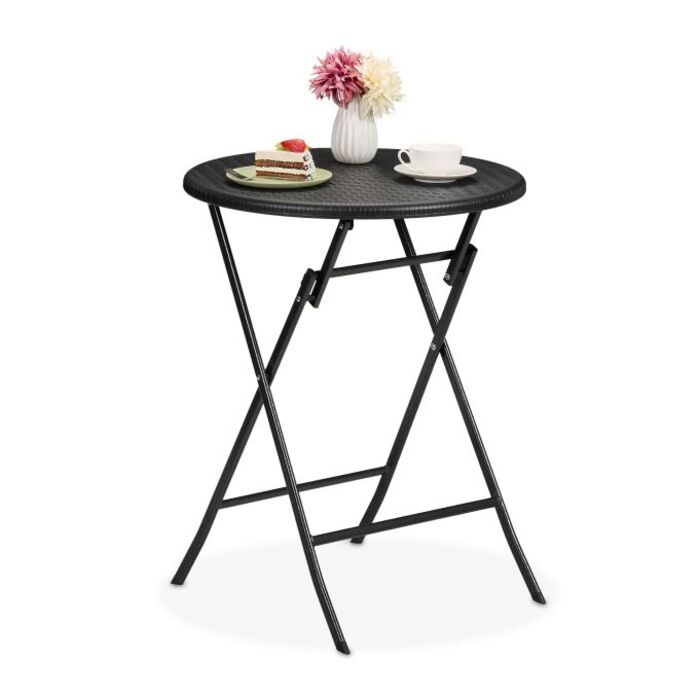 Relaxdays Round Garden Table with Rattan Look