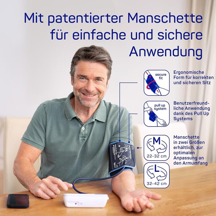 Тонометр Veroval duo control medium – вимірювання артеріального тиску на плечі з контролем ритму серця | цифровий, з додатком (Bluetooth), контролем положення манжети, індикатором спокою & програмне забезпечення medium Normal