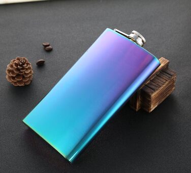 Фляга TANEAXON з воронкою та коробкою, нержавіюча сталь, не протікає (Райдужний колір, 355 мл)