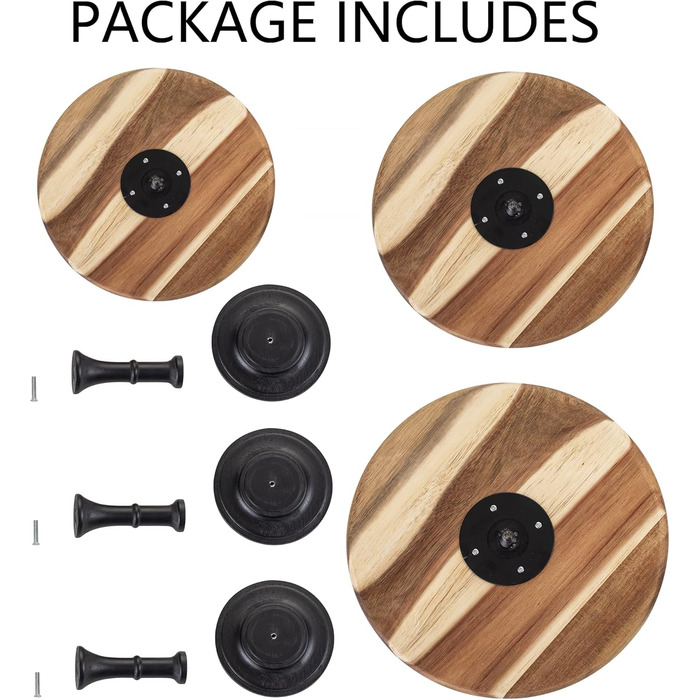 Дзеркальна підставка для тортів NUPTIO, 3 шт: дерев'яна, для весілля, дня народження, дитячого свята, кексів, чаювання. Чорний колір.