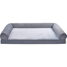 Amazon Basics Foam Dog and Pet Couch Bed with Removable Cover, Grey, (L x W x H) (U-shaped Sofa - Grey, 112 x 89 x 20 cm)