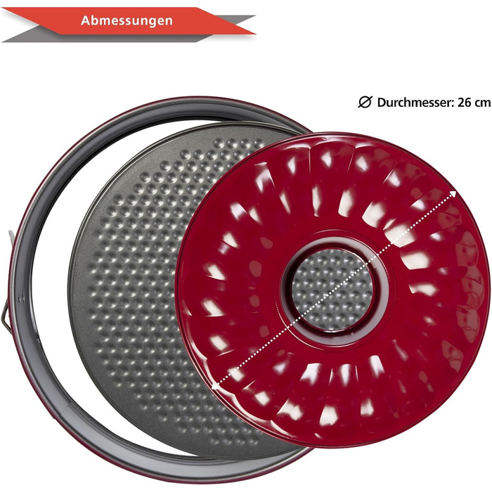 Форма для випічки Wenco Springform 26 см, знімний бортик, червона, антипригарне покриття