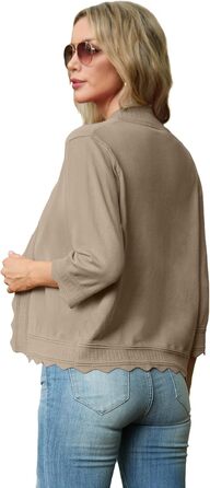 Жакет жіночий літній в'язаний з рюшами, Cardigan Greceree, khaki, розмір M