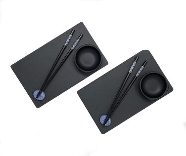 Набір для суші на 2 особи - чорний, 10 предметів: палички, шліфувальні дошки, підставки, миски. У подарунковій коробці.