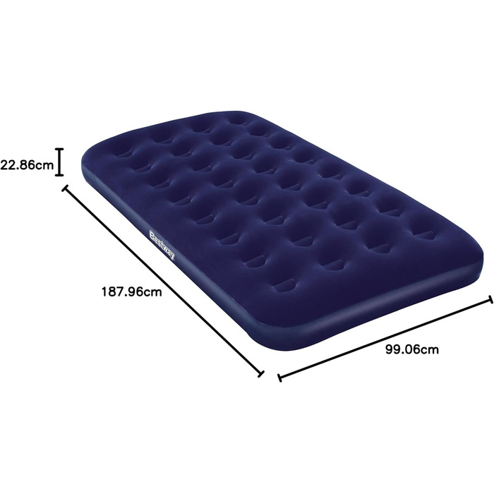 Надувний матрац Bestway 67001E двоспальний, флокований, синій, з поліестеру