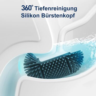 Щітка для унітазу HAMITOR з силікону з тримачем: гнучка щітка для унітазу з очищувачем країв - швидковисихаючий набір для щітки для унітазу з тримачем для ванної кімнати. Підвісна щітка для унітазу без свердління, 1 шт. (Білий, 2 шт.)