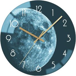 VIKMARI Glass Wall Clock Silent-Non Ticking Wall Clocks - Quality Quartz Battery-Operated Round 12 Inch (Earth Pattern)