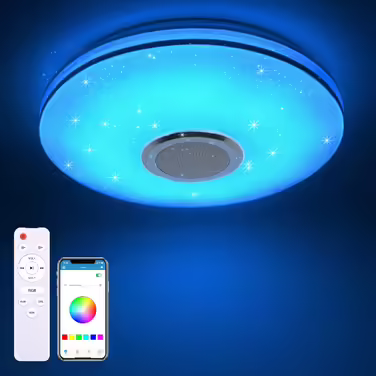 36W LED Ceiling Light, Dimmable with Bluetooth Speaker, Remote Control, and APP Control, LED Ceiling Lamp with RGB Color Changing, Music for Bedroom, Kids' Room, Living Room