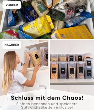 Набір контейнерів для зберігання Deco haus® 24 шт. з кришкою, герметичні - для кухні, продуктів, організації - для борошна, макаронів, мюслі