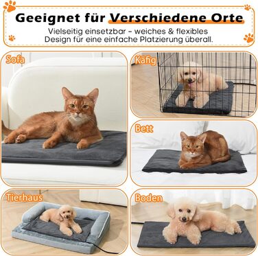 Підігрівальний килимок для тварин 45x70 см – ковдра для собак та котів, 30–60°C, таймер 14 год, захист від перегріву, міцний кабель 1,8 м, 2 знімні чохли, регулювання температури