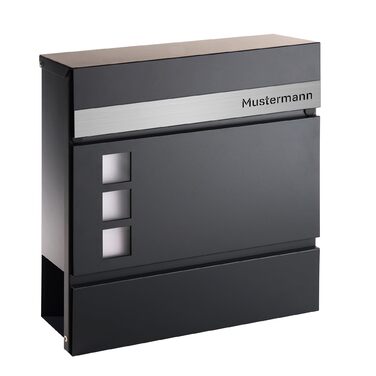 Поштовий ящик Forgard Helsingborg антрацит з газетницею, персоналізований, з нержавіючої сталі з іменем родини, комплект для монтажу (RAL 7016)