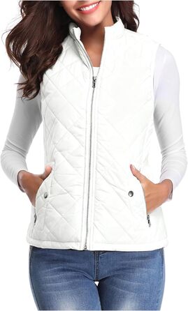 Жіноча легка пухова жилетка Teppwete з кишенями. Тепла зимова куртка, жилетка для осені/весни. Тепла жіноча куртка-жилетка Teppwete (S, H14# Білий)