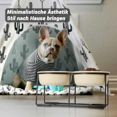 Набір мисок для собак на підставці, кераміка - 2 шт. Fressnapf, 800 мл, бежевий