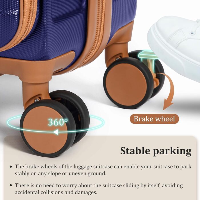 Набір валіз Imiomo 5шт з жорстким корпусом, 4 колеса, TSA-замок, відділення для ноутбука (Морська синя)