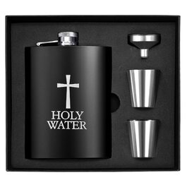 Подарунковий набір фляга з нержавіючої сталі Wieat 8oz з гравіюванням Holy Water, комплект з лійкою та 2 чарками для чоловіків та жінок