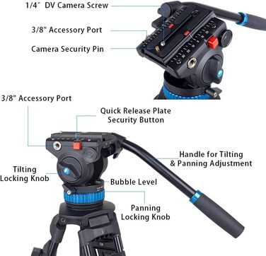 Штатив відео SIRUI SH15: компактний штатив для відеозйомки з 360° поворотним вузлом, висота 155 см, вантажопідйомність 10 кг, для DSLR, Camcorder, відеокамер