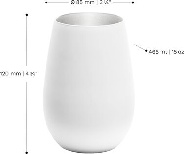 Stölzle Lausitz ELEMENTS Glasses 465 ml White & Silver | Drinking Glasses 6-Piece Set | Dishwasher-Safe Glass Set | High Impact Resistance | Universal Glasses for Water, Juice, and Whisky