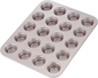 CHEFMADE Mini Muffin Pan, 20-Cavity Non-Stick Tiny Cupcake Pan Baking Pans for Oven Baking (Champagne Gold)