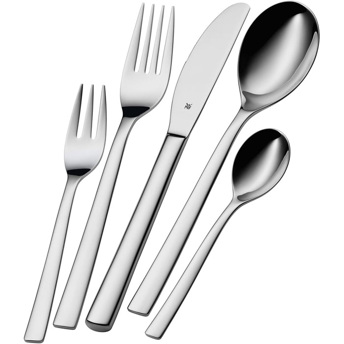 WMF Palermo Cutlery Set, 12 Place Settings, 60-Piece Dinner Set, Monobloc Knives, Cromargan Stainless Steel Polished, Shiny, Dishwasher Safe