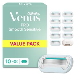 Жіноча бритва Gillette Venus Pro Smooth Sensitive для чутливої шкіри, металева, Rosegold (10 лез та захисний ковпачок)