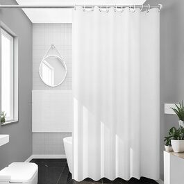 Шторка для душу Uniclife, біла, 180x180 см, тканинна, водонепроникна, з 12 гачками, з обтяженим краєм, для ванни