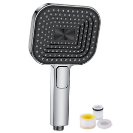Економний душовий насадок з діаметром 135 мм, ручна лійка з антинакипною функцією, силікон харчового класу, економія води 43%, AirMix, 3 режими, хром (без шланга)