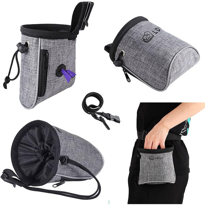 Сумка для ласощів Nuoshen для собак та цуценят, сірого кольору. Ідеальна для тренувань, прогулянок та подорожей.