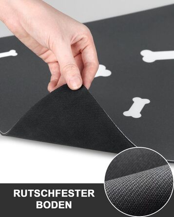 Нековзна килимок під миску для собак та котів, 40x60 см, чорний, швидковисихаючий, легко миється