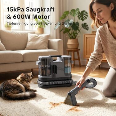 Пилосос для чищення м'яких меблів Lubluelu Nasssauger 600 Вт, 15 кПа, з функцією самоочищення, сірий