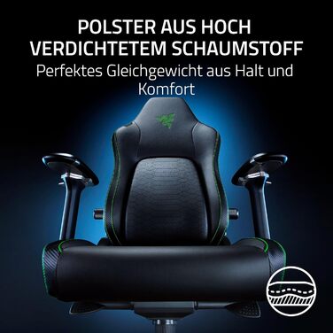 Ігрове крісло Razer Iskur V2 з адаптивною поперековою підтримкою, екологічною EPU-еко-шкірою, 4D-підлокітниками, зелений