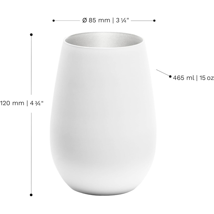 Stölzle Lausitz ELEMENTS Glasses 465 ml White & Silver | Drinking Glasses 6-Piece Set | Dishwasher-Safe Glass Set | High Impact Resistance | Universal Glasses for Water, Juice, and Whisky