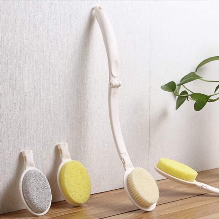 Набір для скрабу тіла 3-в-1: щітка для душу, щітка для спини та губка для пілінгу з нейлоновими щетинами