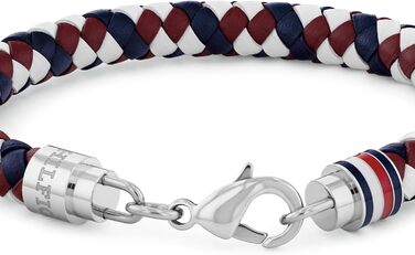 Браслет шкіряний чоловічий Tommy Hilfiger з нержавіючою сталлю (синій, червоний, білий)