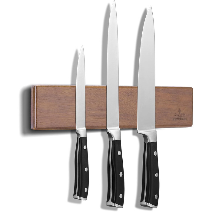 ENOKING 26cm Magnetic Knife Strip, Self-Adhesive, Knife Magnetic Strip with Extra Strong Magnet, Magnetic Knife Holder Made of Acacia Wood, Magnetic Knife Holder for Knives and Kitchen Utensils