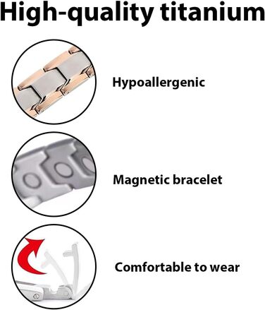 Чоловічий браслет з магнітною терапією - Елегантний дизайн широких ланок з хірургічної сталі, покриття титаном, стильний аксесуар для чоловіків