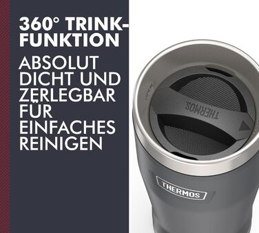 Термос ICON MUG 0,47л, темно-сірий/графітовий матовий, сталевий термокружка, 470мл, ізотермічний термос, 7 год гаряче / 22 год холодне, для кави з собою, миється в посудомийній машині, абсолютно герметичний, без BPA, 0,47л, темно-сірий/графітовий матовий