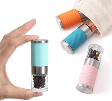 Набір для солі та перцю Vevok Chef Mini 2 шт. з регульованою керамічною млинкою, для кухні, кемпінгу, подарунок (Помаранчевий)