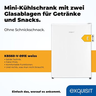 Exquisit KB505-V-040E: Міні-холодильник 40л, білий, ширина 45см, висота 51см, двері відкриваються зліва/справа