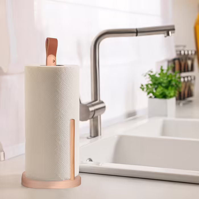 Relaxdays Wooden Square Kitchen Roll Holder
