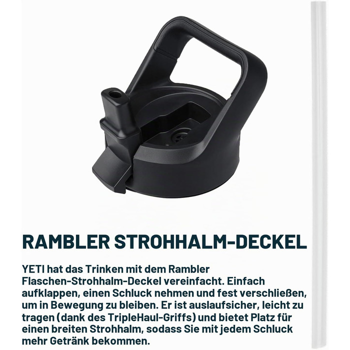 Термос-пляшка YETI Rambler 750 мл зі сталі з вакуумною ізоляцією та кришкою зі соломинкою, колір Black Stone