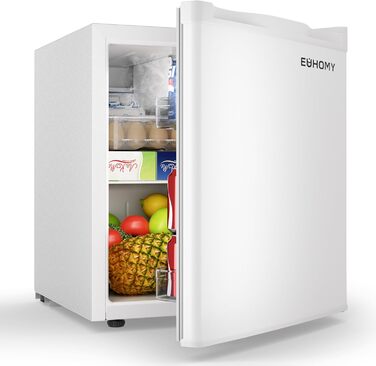 EUHOMY 46L Mini Refrigerator with Reversible Door, 7-Level Thermostat & Cooler Box, 39dB Quiet Mini Fridge for Bedroom/Office, Energy Efficient, Compact